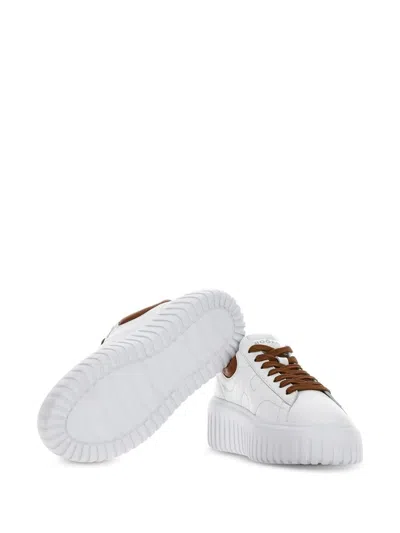 Hogan H-stripes Low-top Leather Sneakers In White