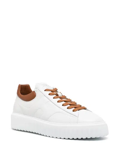 Hogan White Leather Sneakers With Sole In White