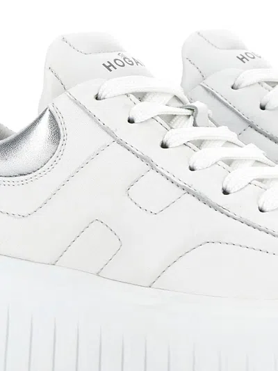 Hogan Striped Leather Lace-up Sneakers With H Detail In White
