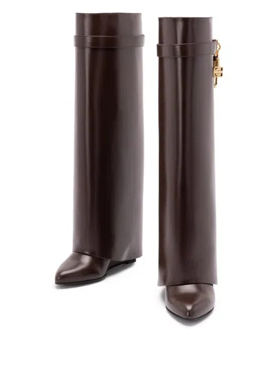 Givenchy Shark Lock Pant Boots Shoes In Brown