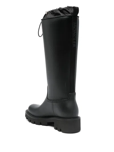 Moncler Black Kickstream High Rain Tall Boots In Black