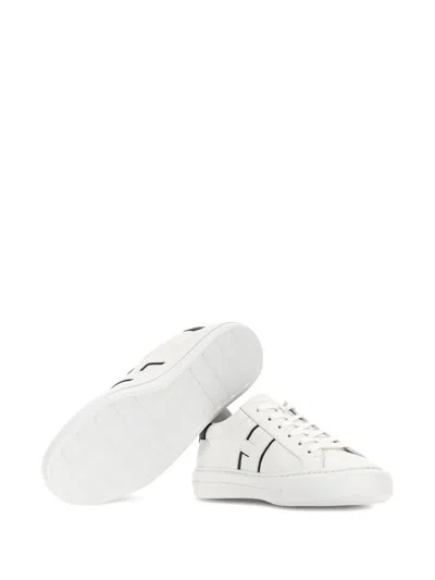 Hogan White Leather Sneakers With Logo Design And Rubber Sole In White