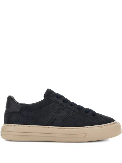 Hogan H691 Lace-up Sneakers With Embossed Branding And Memory Foam Insole In Black