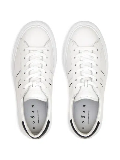 Hogan White Leather Sneakers With Logo Design And Rubber Sole In White