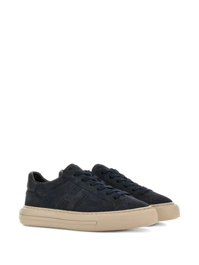 Hogan H691 Lace-up Sneakers With Embossed Branding And Memory Foam Insole In Black