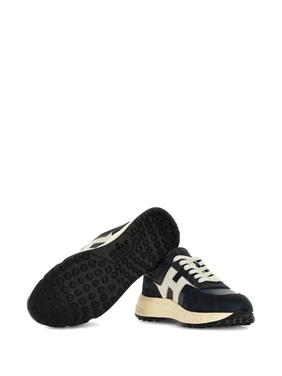 Hogan Hyperlight Lace-up Sneakers With Technical Fabric Inserts In Neutral