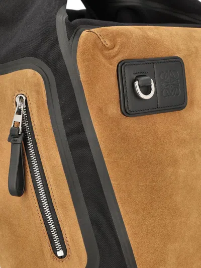 Loewe Flex Logo-embossed Suede And Canvas Backpack