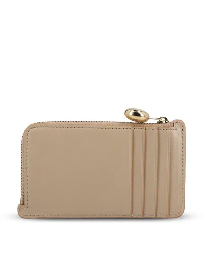 Loewe Pebble Card Holder With Coin Purse In Shiny Calfskin In Brown