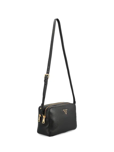 Prada Nylon Camera Bag With Leather Detailing In Black