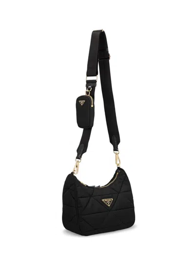 Prada Re-nylon Shearling Bag In Black