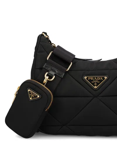 Prada Re-nylon Shearling Bag In Black