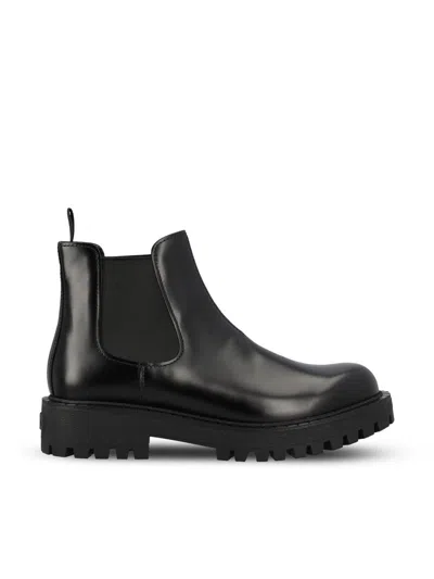 Prada Elastic-gusset Leather Boots In Black