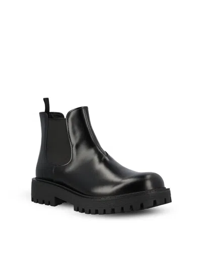 Prada Elastic-gusset Leather Boots In Black