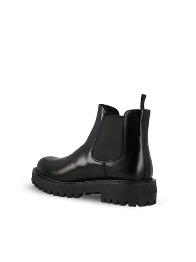 Prada Elastic-gusset Leather Boots In Black