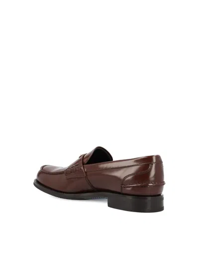 Prada Brushed Calf Leather Lace-up Loafers In Brown