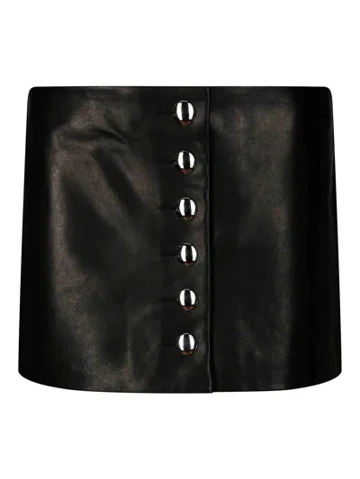 Khaite Fitted Leather Skirt With Front Button Closure