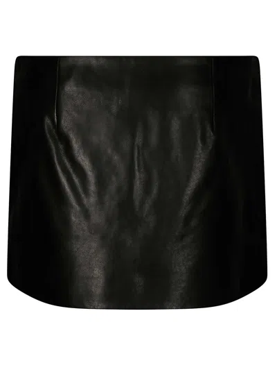 Khaite Fitted Leather Skirt With Front Button Closure