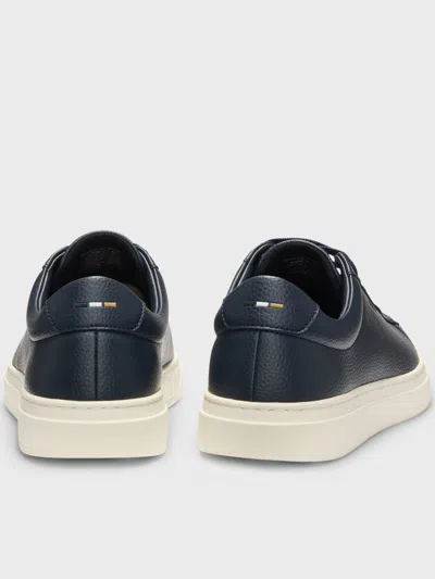 Hugo Boss Low-top Trainers In Grained Faux Leather In Blue