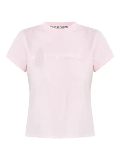 Alexander Wang Cotton Shrunken Logo T-shirt Clothing In Pink
