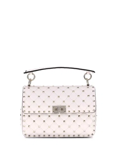 Valentino Rockstud Spike Medium Leather Shoulder Bag In Neutral