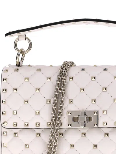 Valentino Rockstud Spike Medium Leather Shoulder Bag In Neutral