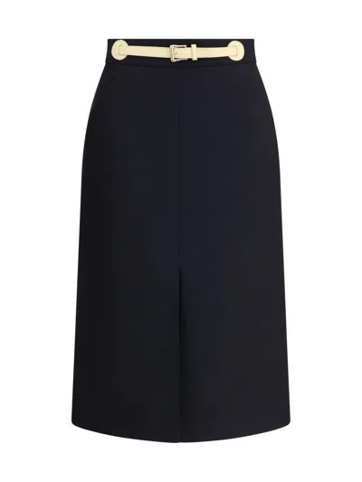 Valentino Garavani Women Skirt With Leather Details In Black