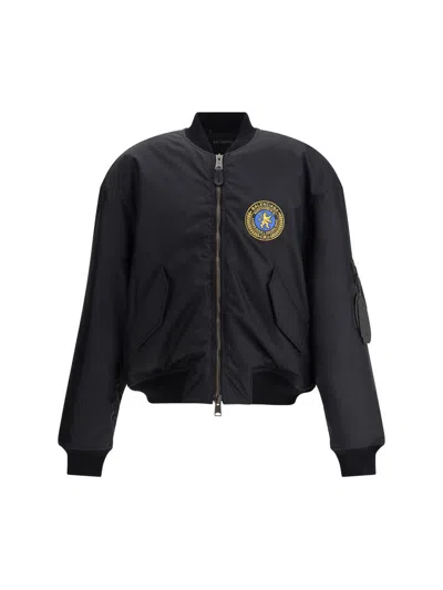 Balenciaga Black Polyamide Large Fit Bomber Jacket In Black