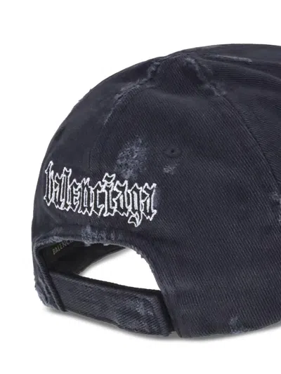 Balenciaga Black Drill Blackletter Script Cap In Black