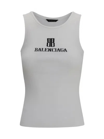 Balenciaga Ribbed Texture Sleeveless Tank Top