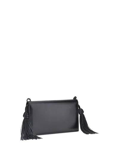 Jil Sander Tasseled Leather Shoulder Bag In Black