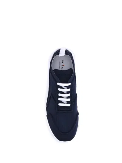 Kiton Embroidered Logo Low-top Sneakers In Navy