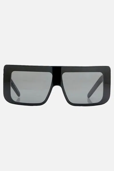 Rick Owens Rectangular Black Acetate Sunglasses With Silver Rivets In Black