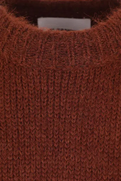 Jil Sander Brick-coloured Alpaca Sweater With Embroidery In Orange