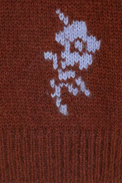 Jil Sander Brick-coloured Alpaca Sweater With Embroidery In Orange