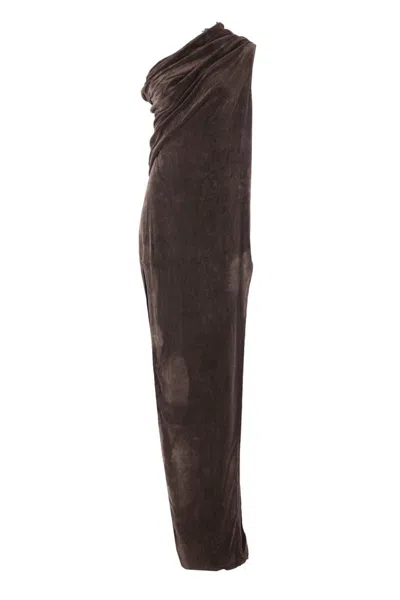 Rick Owens Athena Arrowhead Gown In Brown