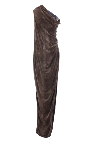 Rick Owens Athena Arrowhead Gown In Brown