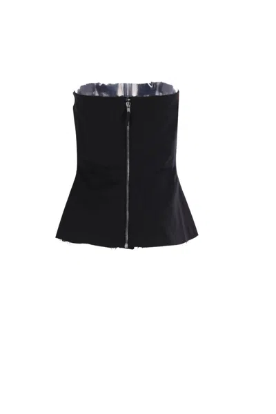 Rick Owens Strapless Black Top With Fitted Bodice And Flared Hem In Black