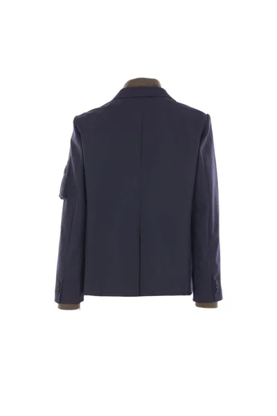 Sacai Zip-detail Button Jacket In Blue