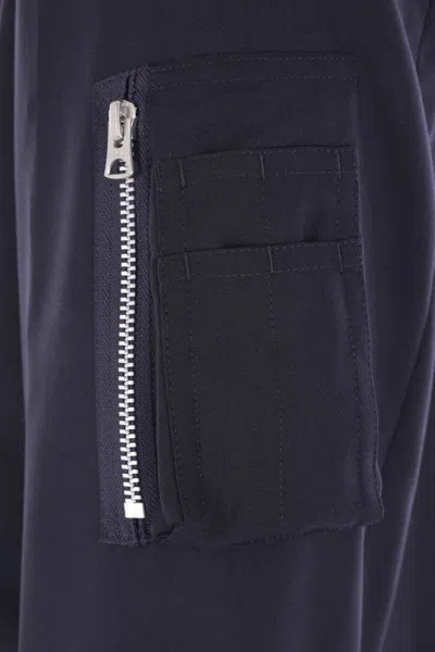 Sacai Zip-detail Button Jacket In Blue