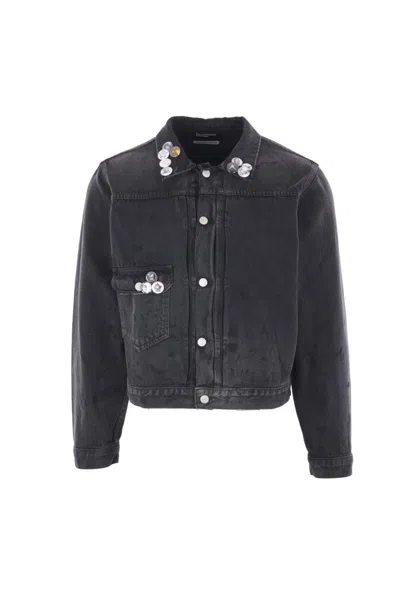 Enfants Riches Deprimes Type Vii Pin Assemblage Jacket In Grey Denim In Black