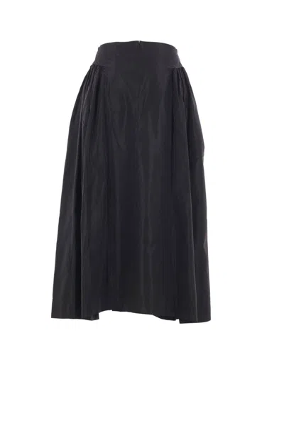 Simone Rocha Pleated-details Midi Skirt In Black