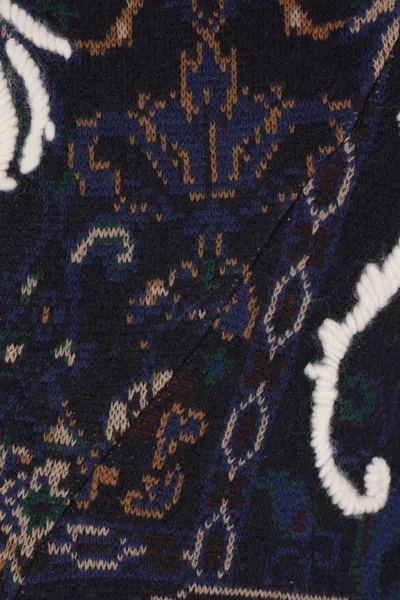 Sacai Floral Jacquard Sweater In Blue