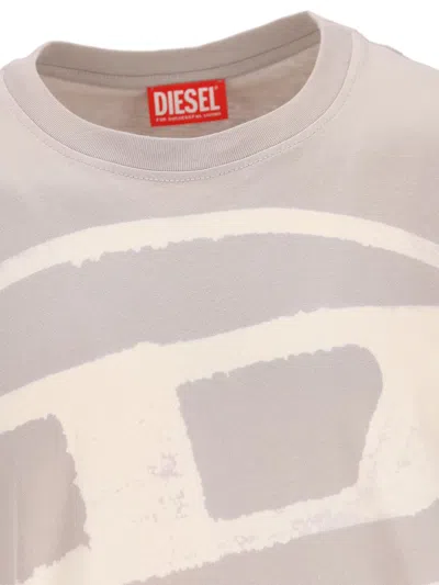 Diesel T-shirt With Bleached Oval D Logo In Neutral