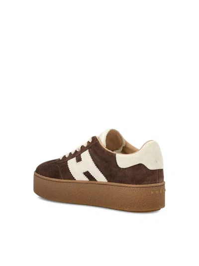 Hogan Suede Platform Sole Sneakers In Brown