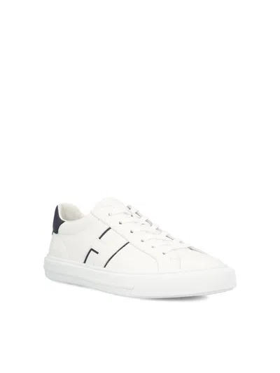 Hogan White Leather Sneakers With Logo Design And Rubber Sole In White