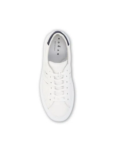 Hogan White Leather Sneakers With Logo Design And Rubber Sole In White