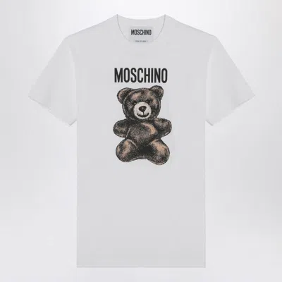 Moschino Logo Printed Cotton Jersey T-shirt In White
