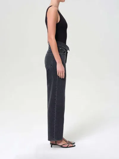 Agolde Echo High-rise Tapered-leg Jeans In Black