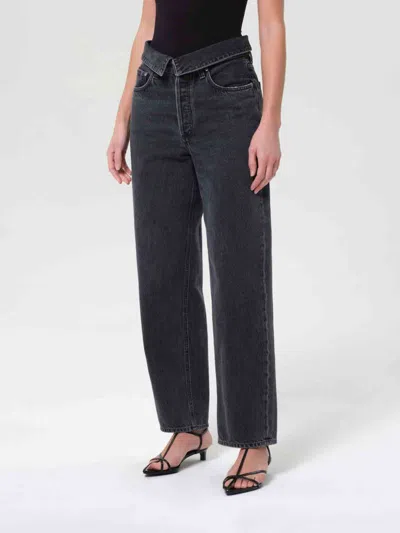 Agolde Echo High-rise Tapered-leg Jeans In Black
