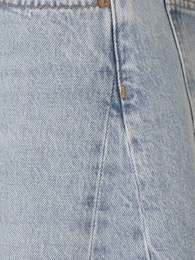 Agolde Luna Light Blue Jeans With Logo Patch On The Rear And Fringed Hem In Denim Woman In Blue